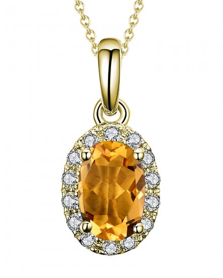 OVAL COLORED STONE DIAMOND PENDANT (VP407)